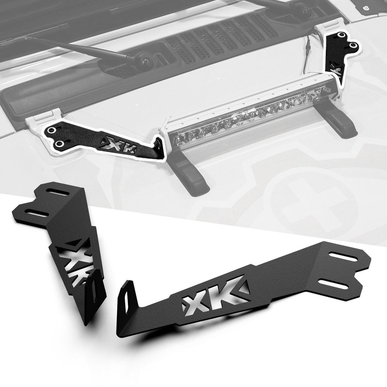 XK Glow Jeep JL JT Hood Light Bar Bracket Kit 20In