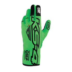 OMP KS-4 KART GLOVES FLUO GREEN / BLACK SZ 6 (KIDS)