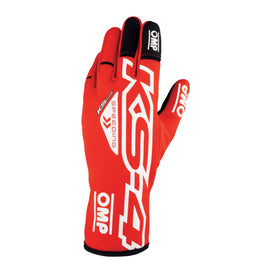 OMP KS-4 KART GLOVES RED / WHITE SZ 6 (KIDS)