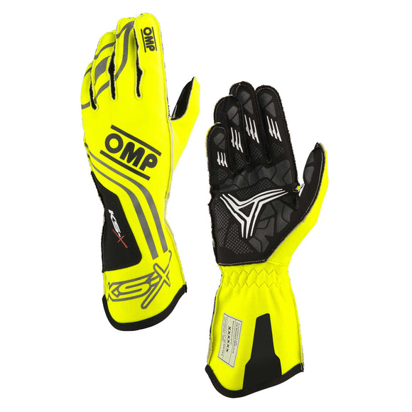 OMP KS-X GLOVES FIA 8877-2022 FLUO YELLOW SIZE 004 (KIDS)