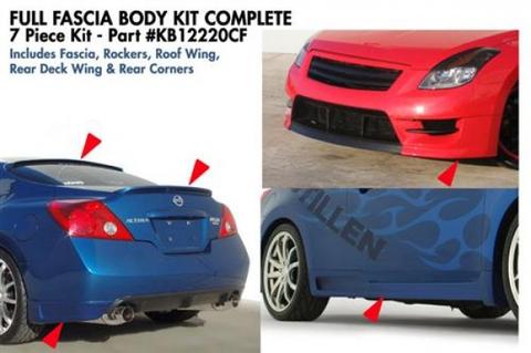 STILLEN COMPLETE FASCIA BODY KIT - 08-09 ALTIMA COUPE - INC FASCIA. ROCKERS. R.