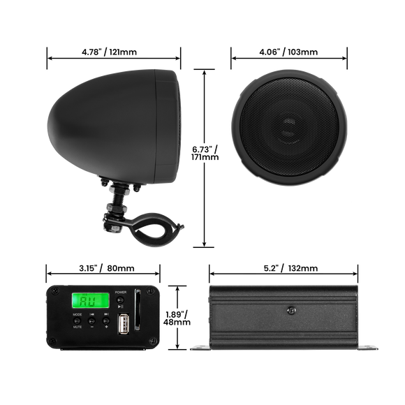 Boss Audio Systems Motorcycle Speakers and Amplifier Audio Sound System