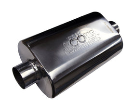 Kooks Universal 2-1/2" Oval Center/Center Muffler 12" Long Body . Polished Stainless Steel.