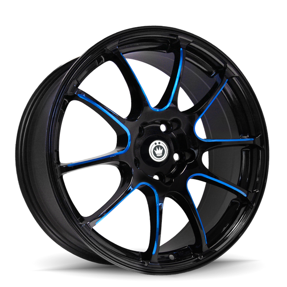KONIG ILLUSION 17 X 7 +40 5 X 114.3 CB73.1 BLACK/BALL CUT BLUE