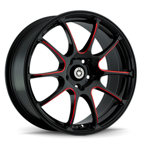 KONIG ILLUSION 17 X 7 +40 5 X 114.3 CB73.1 BLACK/BALL CUT RED