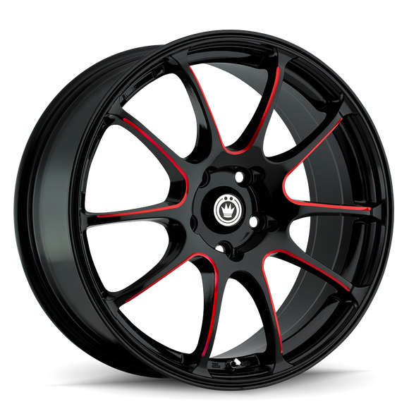KONIG ILLUSION 17 X 7 +40 5 X 114.3 CB73.1 BLACK/BALL CUT RED