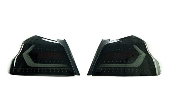 OLM Evolution Tail Lights (Smoked Lens Black Base White Bar) - 15 WRX STI