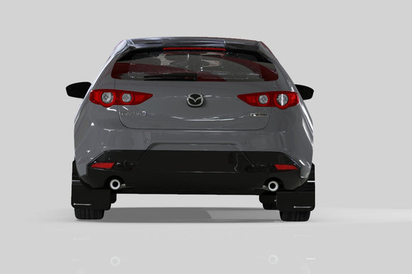 Rally Armor 19-26 Mazda3 Hatchback Black UR Mud Flap w/White Logo