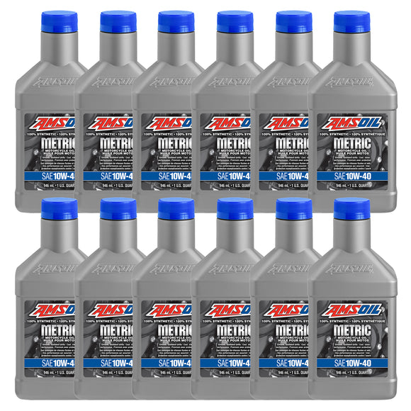 AMSOIL 10W-40 100% Synthetic Metric Motorcycle Oil Case of 12