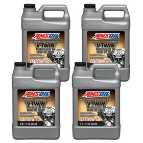 AMSOIL 20W-50 100% Synthetic V-Twin Motorcycle Oil Case of 4