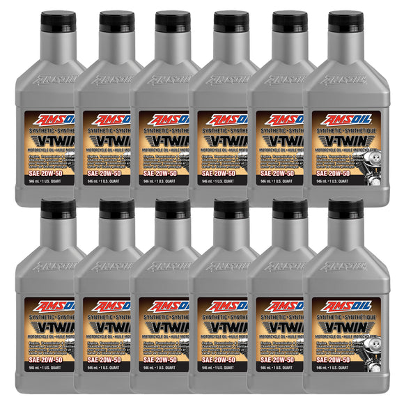 AMSOIL 20W-50 100% Synthetic V-Twin Motorcycle Oil Case of 12