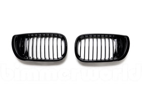 Gloss Black Front Grilles - E46 Sedan/Wagon 2002-2005 (Post-Facelift)