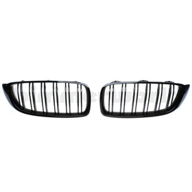 Gloss Black Front Grilles - 4 Series F32,F33,F36 F8X M3/M4 - Dual Slats