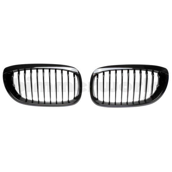 Gloss Black Front Grilles - E46 Coupe 2004-2006 (Post-Facelift)