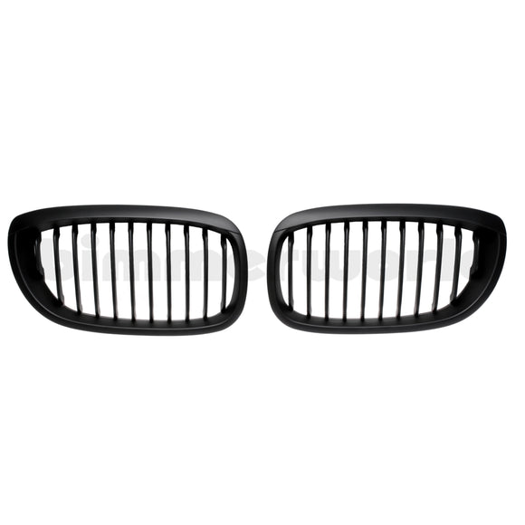 Matte Black Front Grilles - E46 Coupe 2004-2006 (Post-Facelift)
