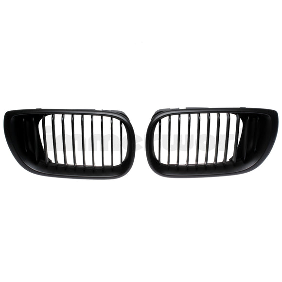 Matte Black Front Grilles - E46 Sedan/Wagon 2002-2005 (Post-Facelift)