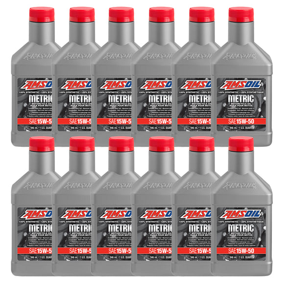 AMSOIL 15W-50 100% Synthetic Metric Motorcycle Oil Case of 12