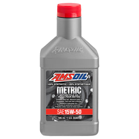 AMSOIL 15W-50 100% Synthetic Metric Motorcycle Oil 946 ml Bottle