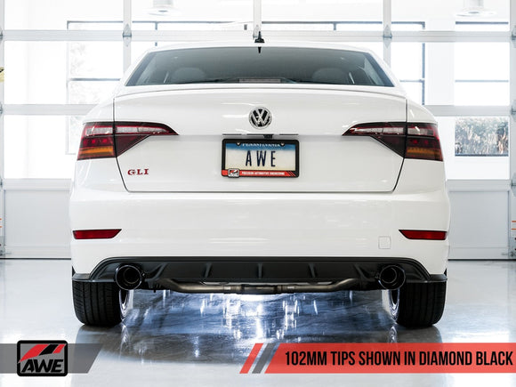AWE Track Edition Exhaust - Resonated - for MK7 Jetta GLI w/ High Flow Downpipe (not included) - Diamond Black Tips