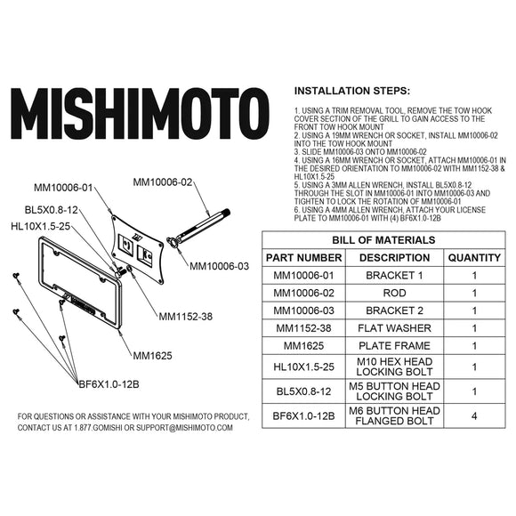 License Plate Relocation Kit, Fits Toyota GR Corolla 2023+
