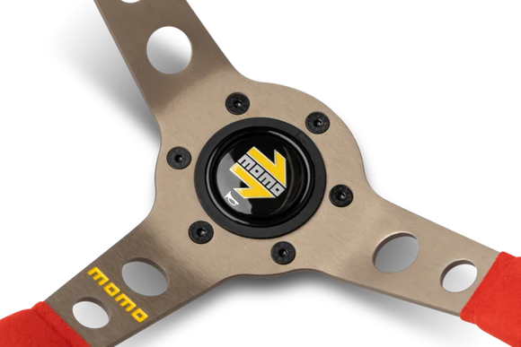 MOMO MOD.07 350 Diam 72 Dish Red Microfiber,Anthracite Anodized Spokes 1 Stripe