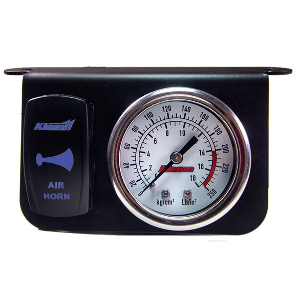 Kleinn Panel mounted 160 PSI gauge w/ an illuminated BLUE Momentary rocker switch