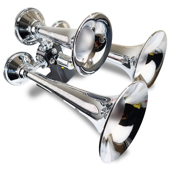 Kleinn Chrome Triple Horn/ 13.5In/11.75In/8.5In - Chrome-Plated Spun Copper