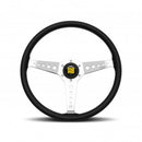 Momo California Steering Wheel 360 mm - Black Leather/White Stitch/Pol Spokes-1