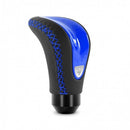Momo Combat Evo Shift Knob - Black Leather, Blue Insert, Blue Stitching-1