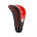 Momo Combat Evo Shift Knob - Black Leather, Red Insert, Red Stitching-1