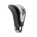 Momo Combat Evo Shift Knob - Black Leather, Chrome Insert, Silver Stitching-1