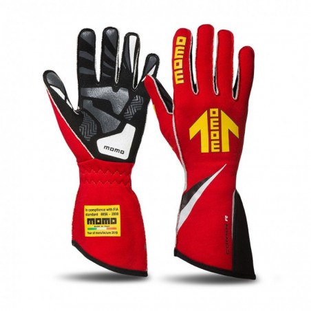 Momo Corsa R Gloves Size 13 (FIA 8856-2000)-Red