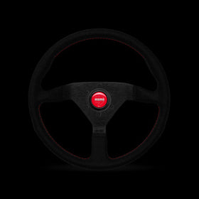 Momo Montecarlo Alcantara Steering Wheel 350 mm - Black/Red Stitch/Black Spokes