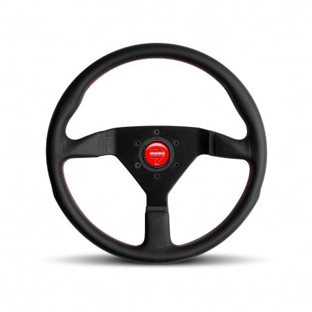 Momo Montecarlo Steering Wheel 320 mm - Black Leather/Red Stitch/Black Spokes