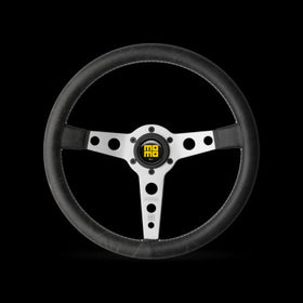 Momo Prototip Heritage Steering Wheel 350 mm - Black Leather/White Stitch/Black Spokes