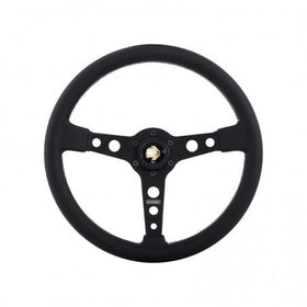 Momo Prototipo Steering Wheel 350 mm - Black Leather/Wht Stitch/Black Spokes