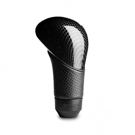 Momo Shadow Shift Knob - Black Airleather, Carbon Effect Insert