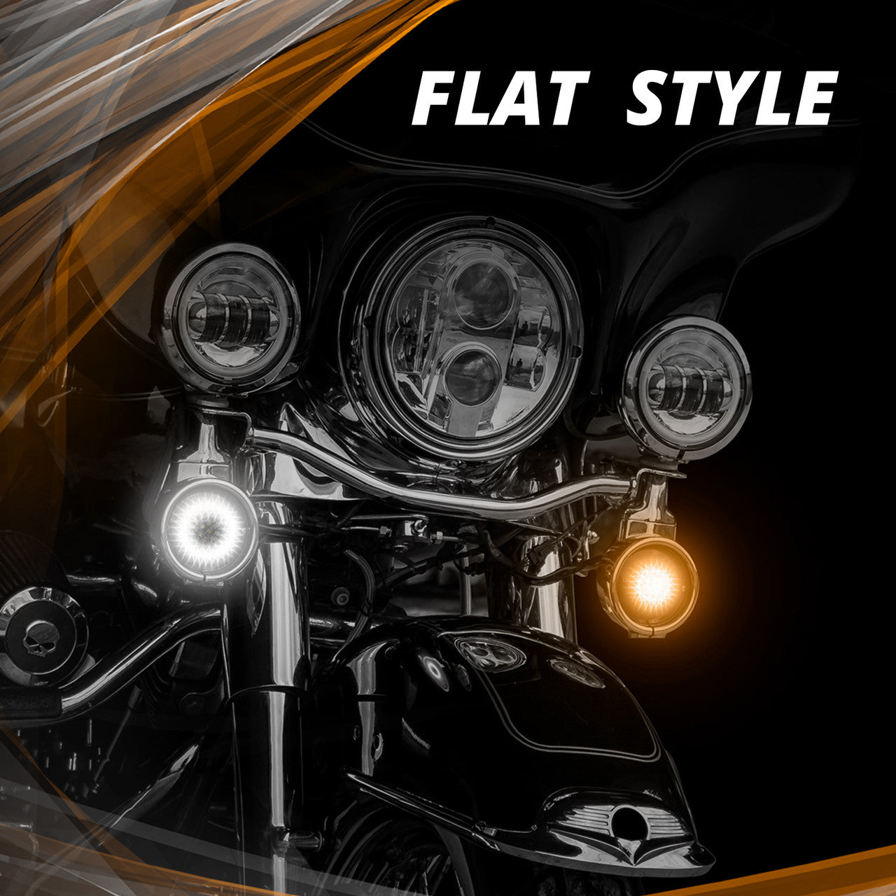 XK Glow Motorcycle Front LED Turn Signal Kit - Flat Style Smoked Lenses - 0