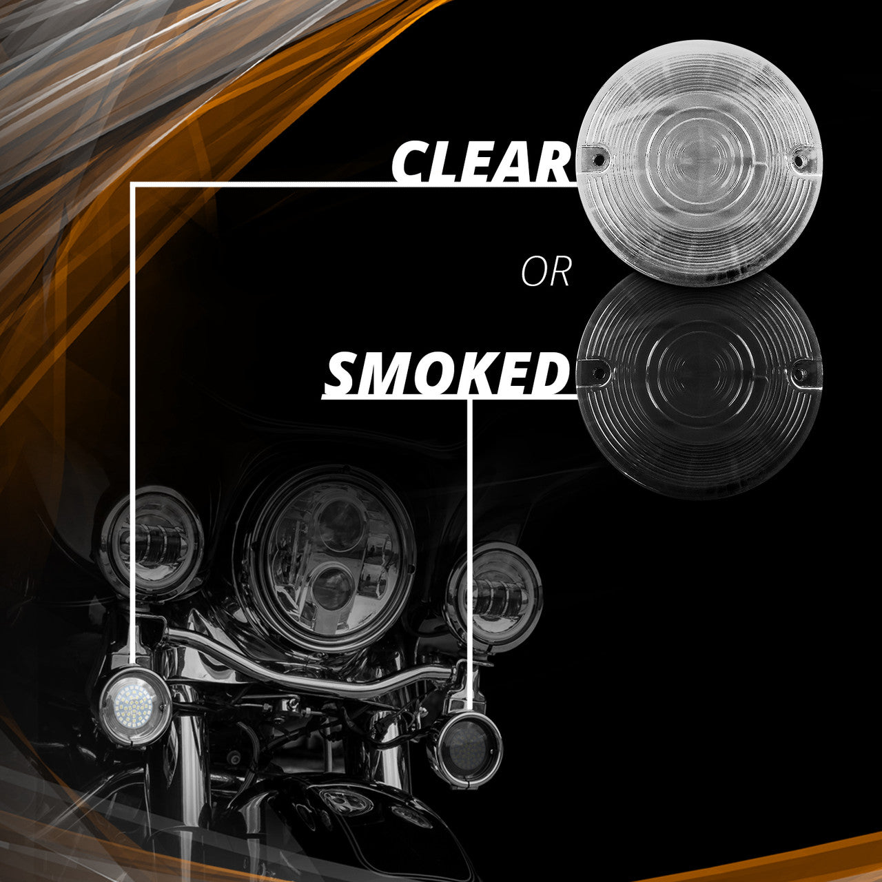 XK Glow Motorcycle Front LED Turn Signal Kit - Flat Style Smoked Lenses
