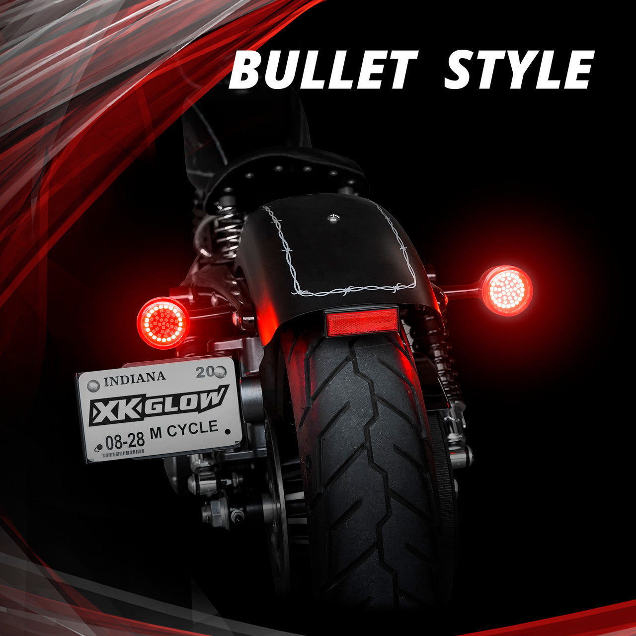 XK Glow Motorcycle Rear LED Turn Signal Kit - Bullet Style Smoked Lenses - 0