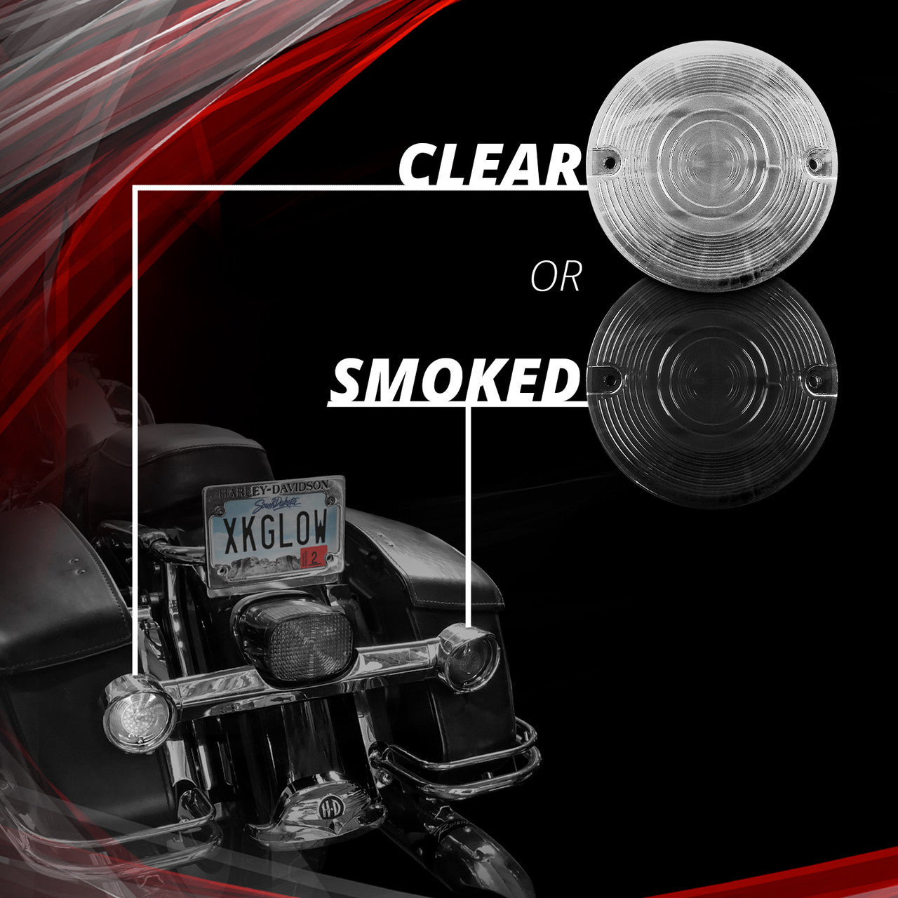XK Glow Motorcycle Rear LED Turn Signal Kit - 1156 Flat Style Smoked Lenses