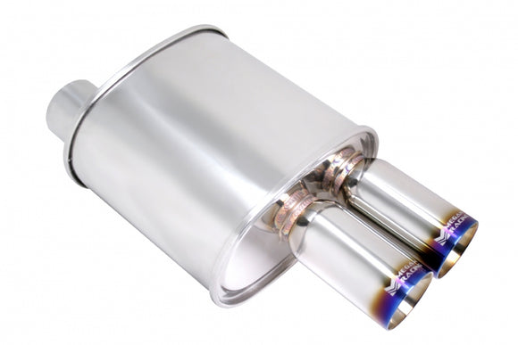 Megan Universal muffler 3" Pipe 3" Dual Burnt Roll Tips