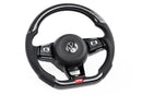 APR STEERING WHEEL - CARBON FIBER & PERFORATED LEATHER - MK7 GOLF R SILVER (FOR USE WITH PADDLES)-1