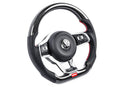 APR STEERING WHEEL - CARBON FIBER & PERFORATED LEATHER - MK7 GTI/GLI RED (FOR USE WITHOUT PADDLES)-1