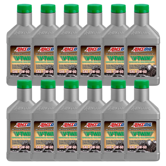 AMSOIL 15W-60 100% Synthetic V-Twin Motorcycle Oil Case of 12