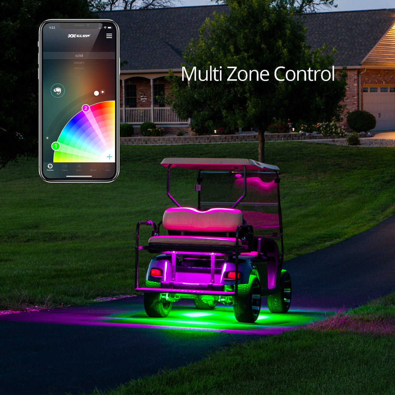 XK Glow LED Golf Cart Accent Light Kits XKchrome Smartphone App - 0