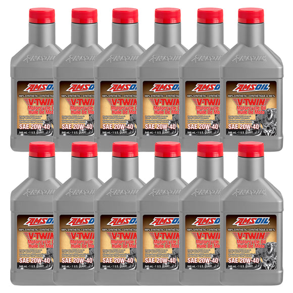 AMSOIL 20W-40 100% Synthetic V-Twin Motorcycle Oil Case of 12