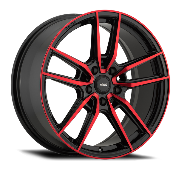 KONIG MYTH 17 X 8 +43 5 X 100 CB73.1 GLOSS BLACK W/ RED TINTED CLEARCOAT