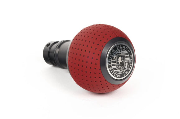 BFI GS2 Heavy Weight Shift Knob - Rosso Centaurus Air Leather - Black Anodized (MINI Fitment)