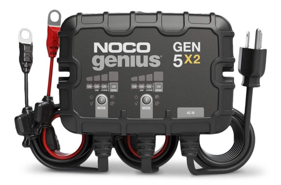 NOCO GEN5X2 Onboard Smart Battery Charger/Maintainer/Desulfator, 2-Bank, 10-Amp, 12V